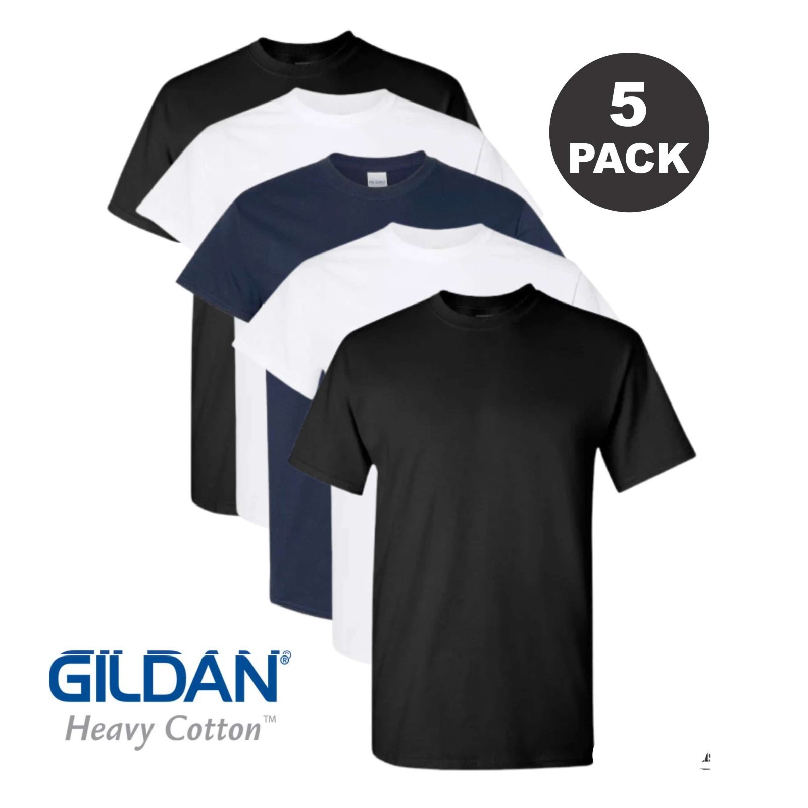 Gildan (5-pack) Bulk Solid Heavy Cotton Short Sleeve Blank Tee T-Shirt S-5XL New