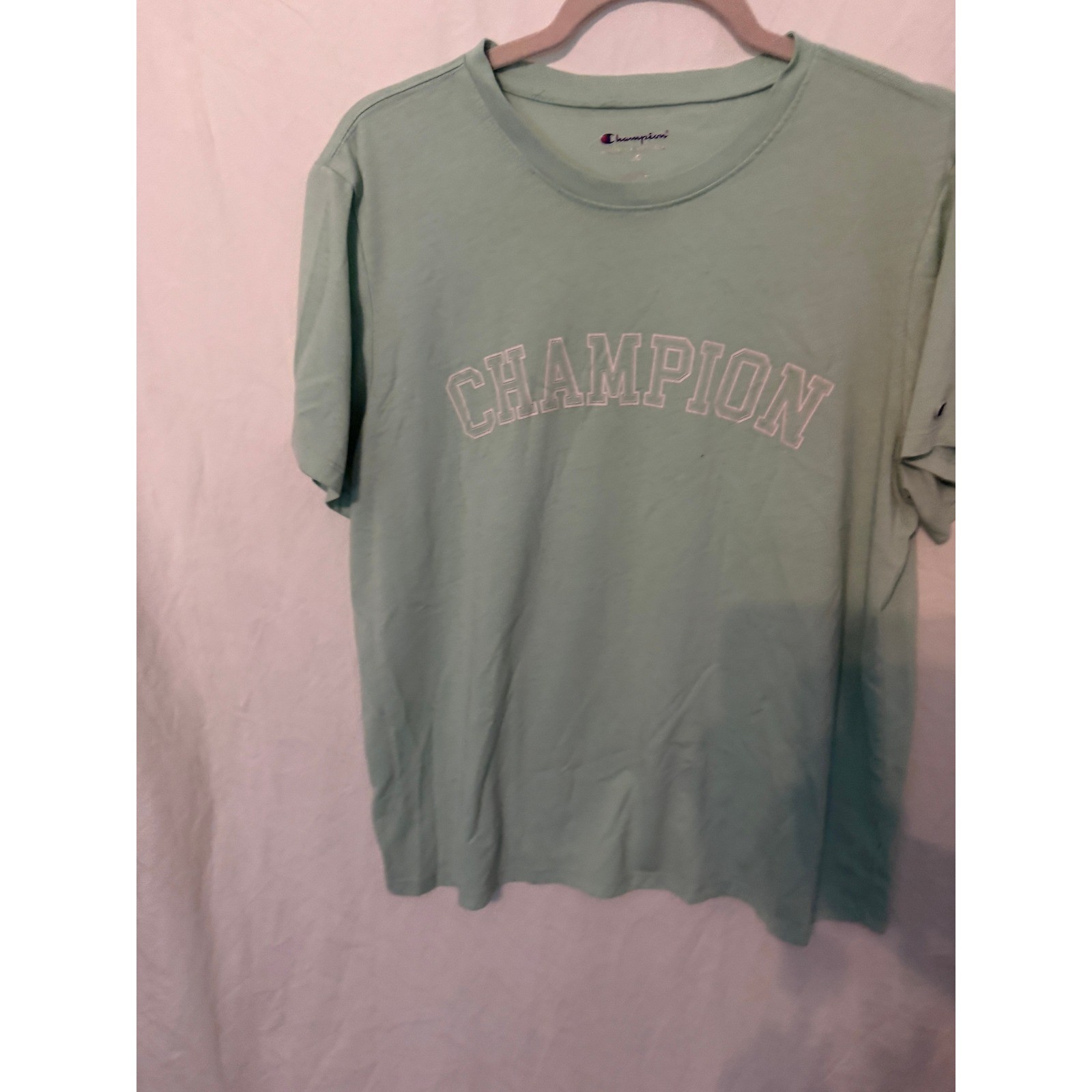 Champion Authentic Athleticwear Mint Green Graphic T-Shirt Mens Large L Logo Tee