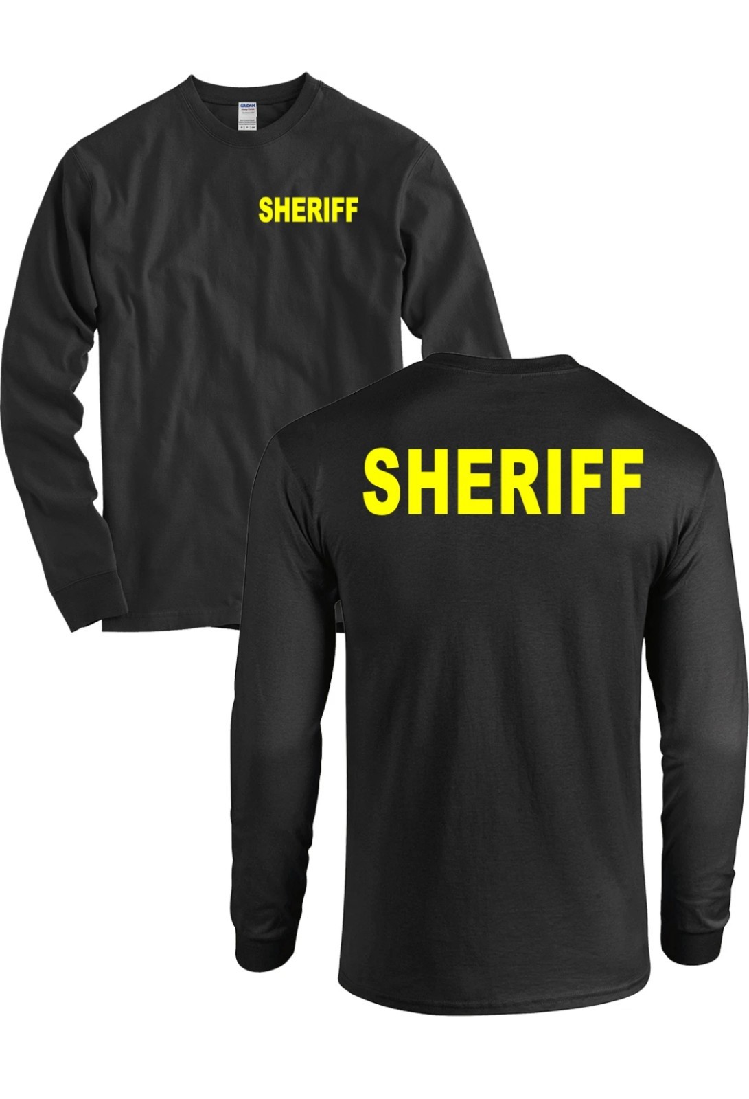 SHERIFF Black & Reflective Gold Long Sleeve Tee Shirt Off Duty Uniform SM-3XL