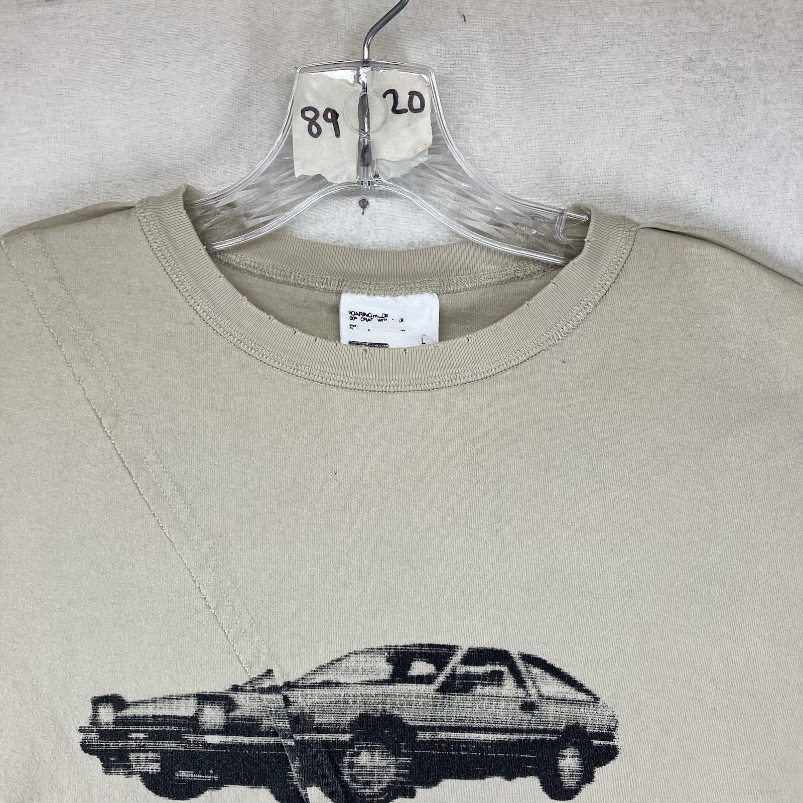 Mens Streetwear Graphic Tee Large Roaringwild Arch Thick Knit Car Art Tonal