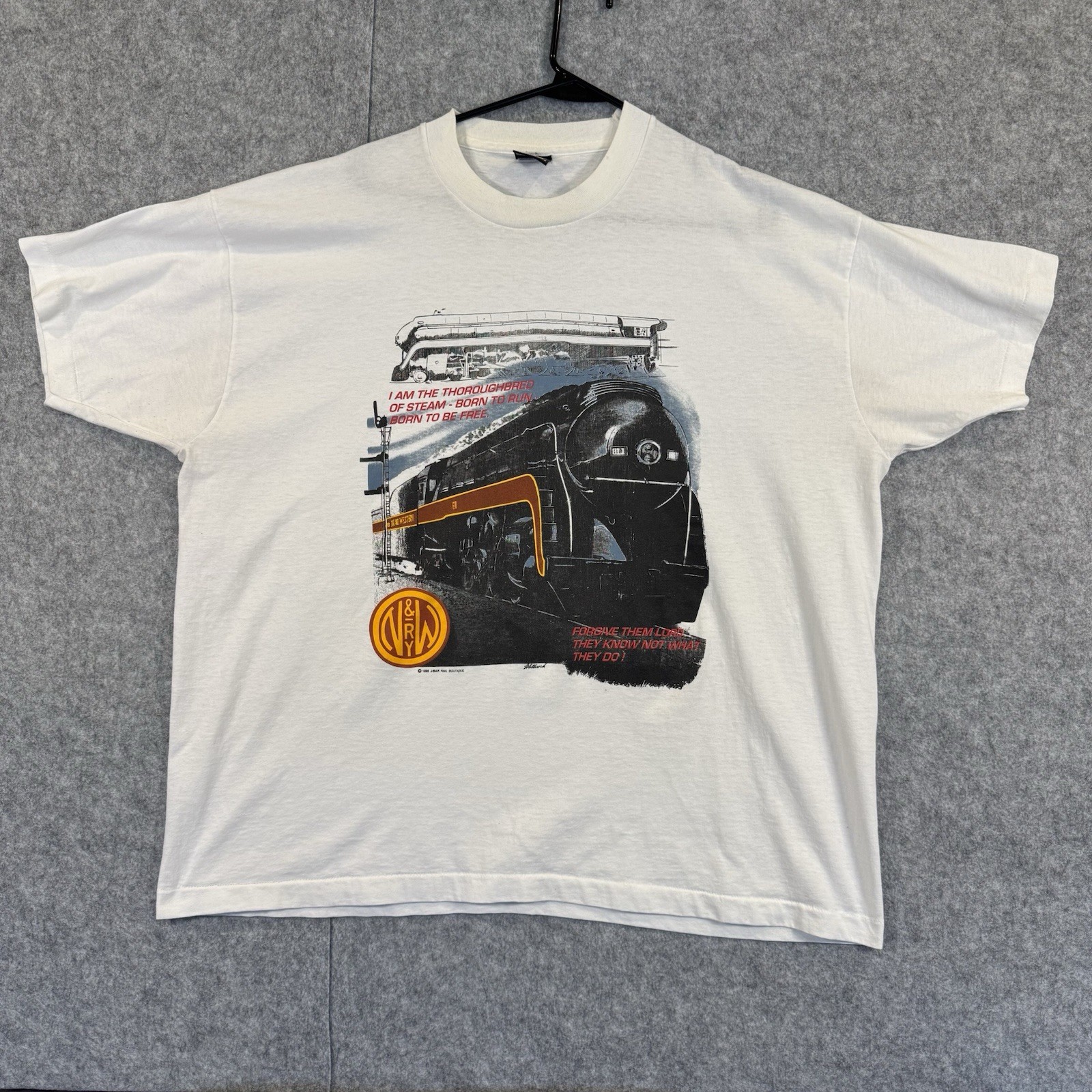 Vintage 1995 Norfolk & Western Railway T Shirt Steam Engine Trains XXL