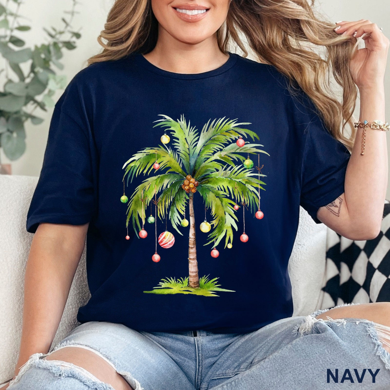 Christmas Palm Tree Shirt, Christmas Tree Tee, Tropical Palm Christmas, 203733