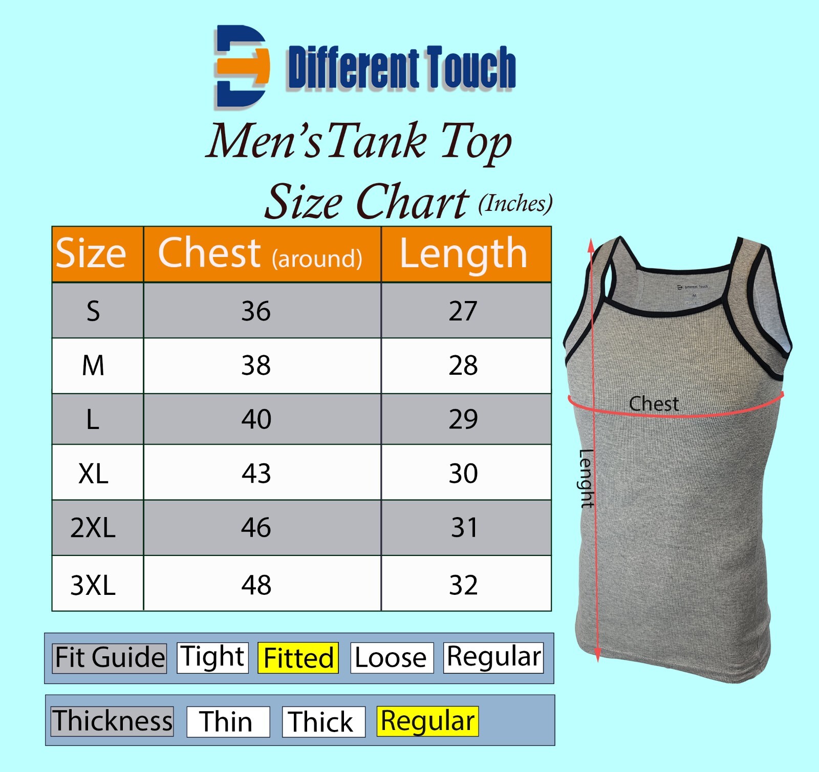 Different Touch 6 Pack Men Square Cut G-unit Style Tank Top A-shirts