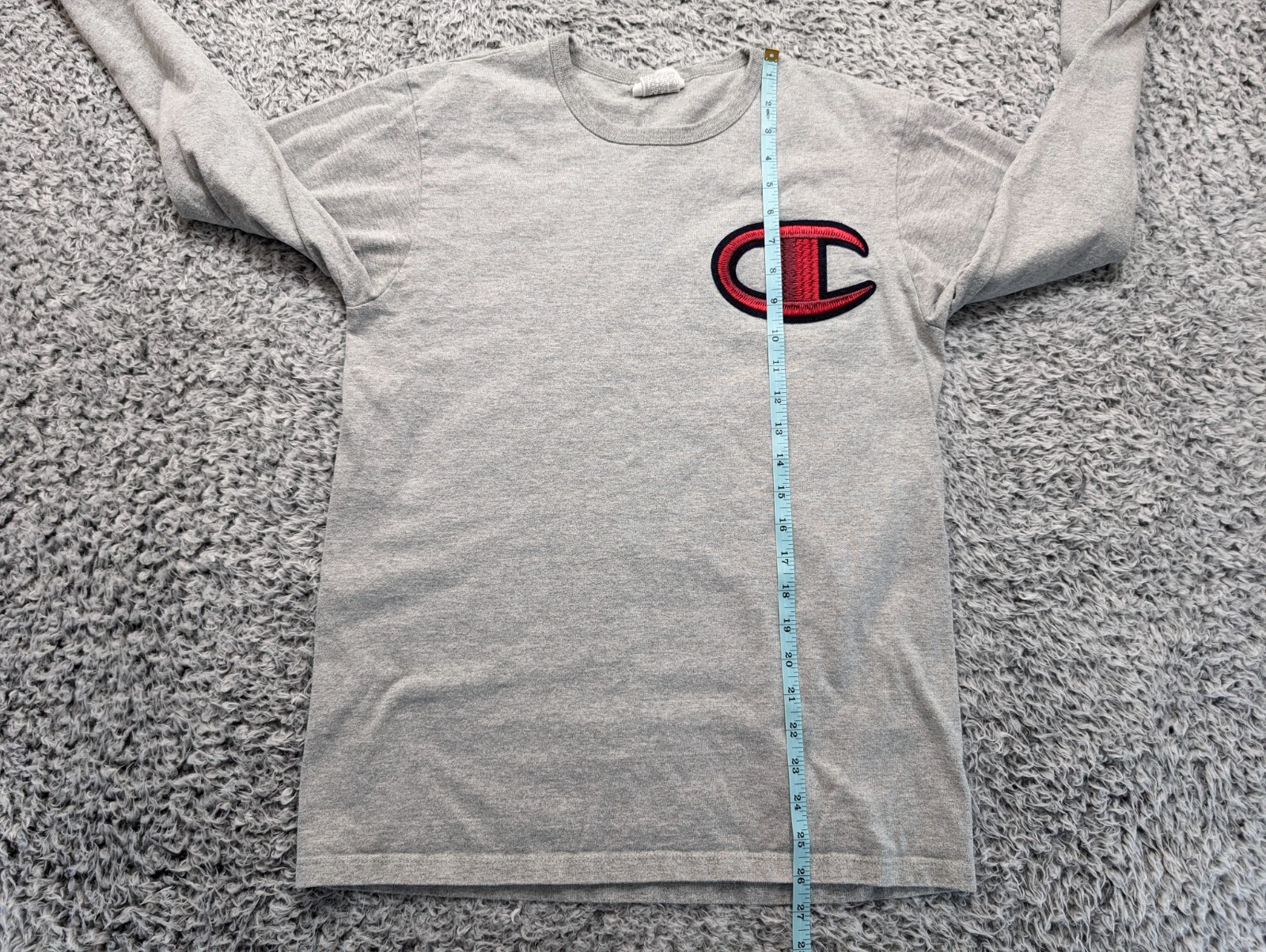Champion Shirt Mens Medium Gray Embroidered Logo Casual Athleisure Normcore Tee