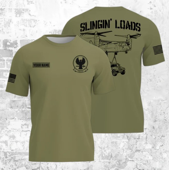 Custom Name US Military Sling Load Osprey 3D T-shirt