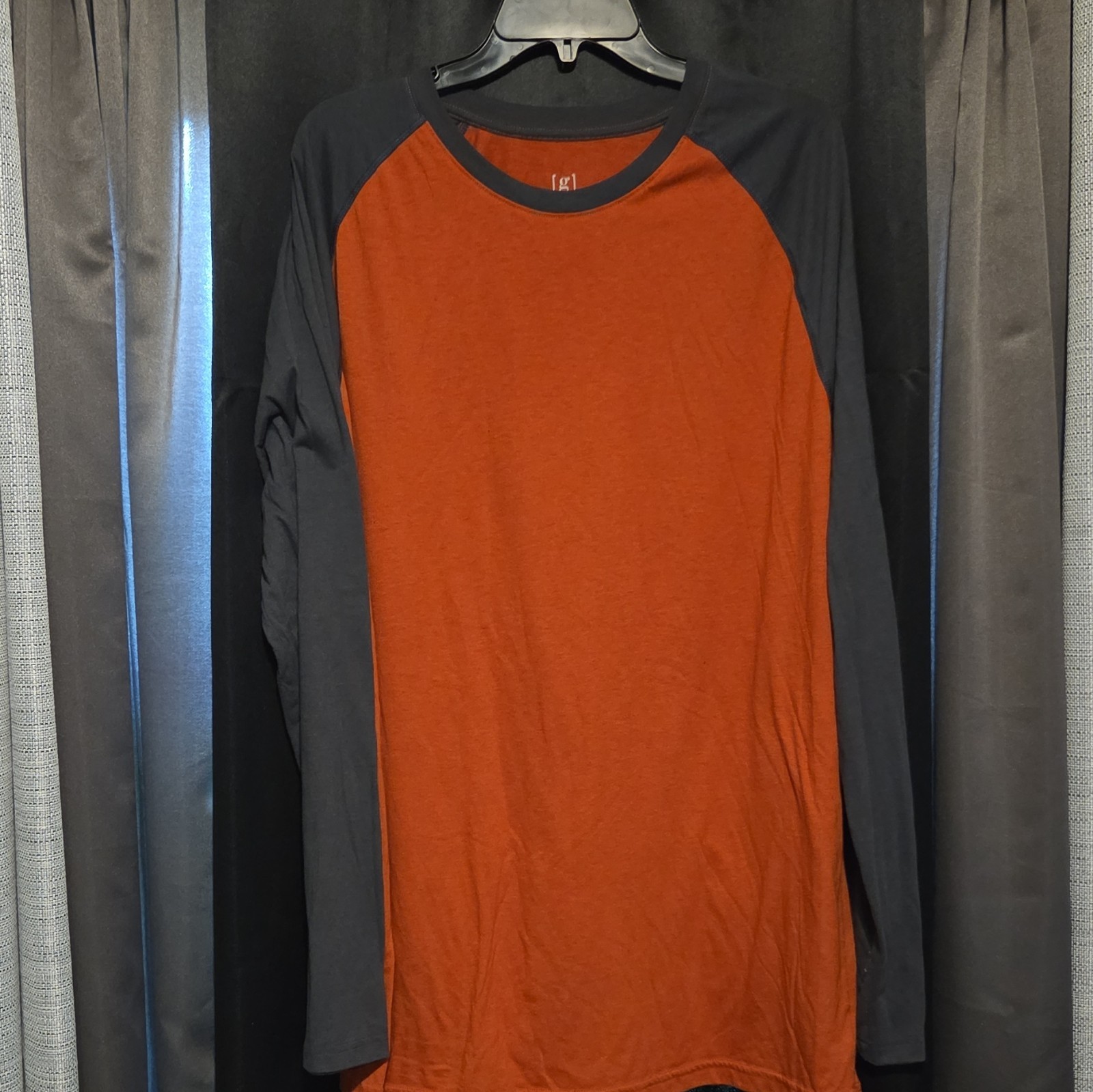 George Men’s Big & Tall 2XLT Orange/Grey Colorblock Crew Neck Long Sleeve Tee