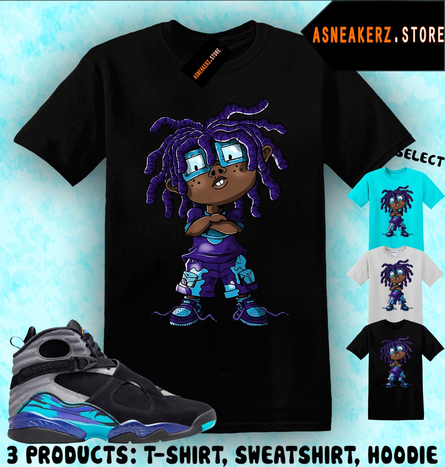 Tee Shirt Matching AJ 8 Aqua 2025 To Match Sneaker Chongo Rugrats T-Shirt