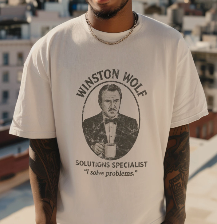 Winston Wolf Pulp Fiction Tee Tarantino Movie Shirt S-4XL Film Gift
