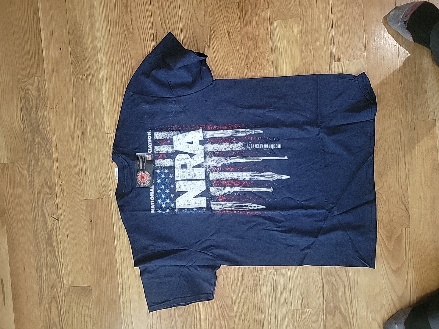 New NRA Guns Stripes Tshirt, NAVY BLUE