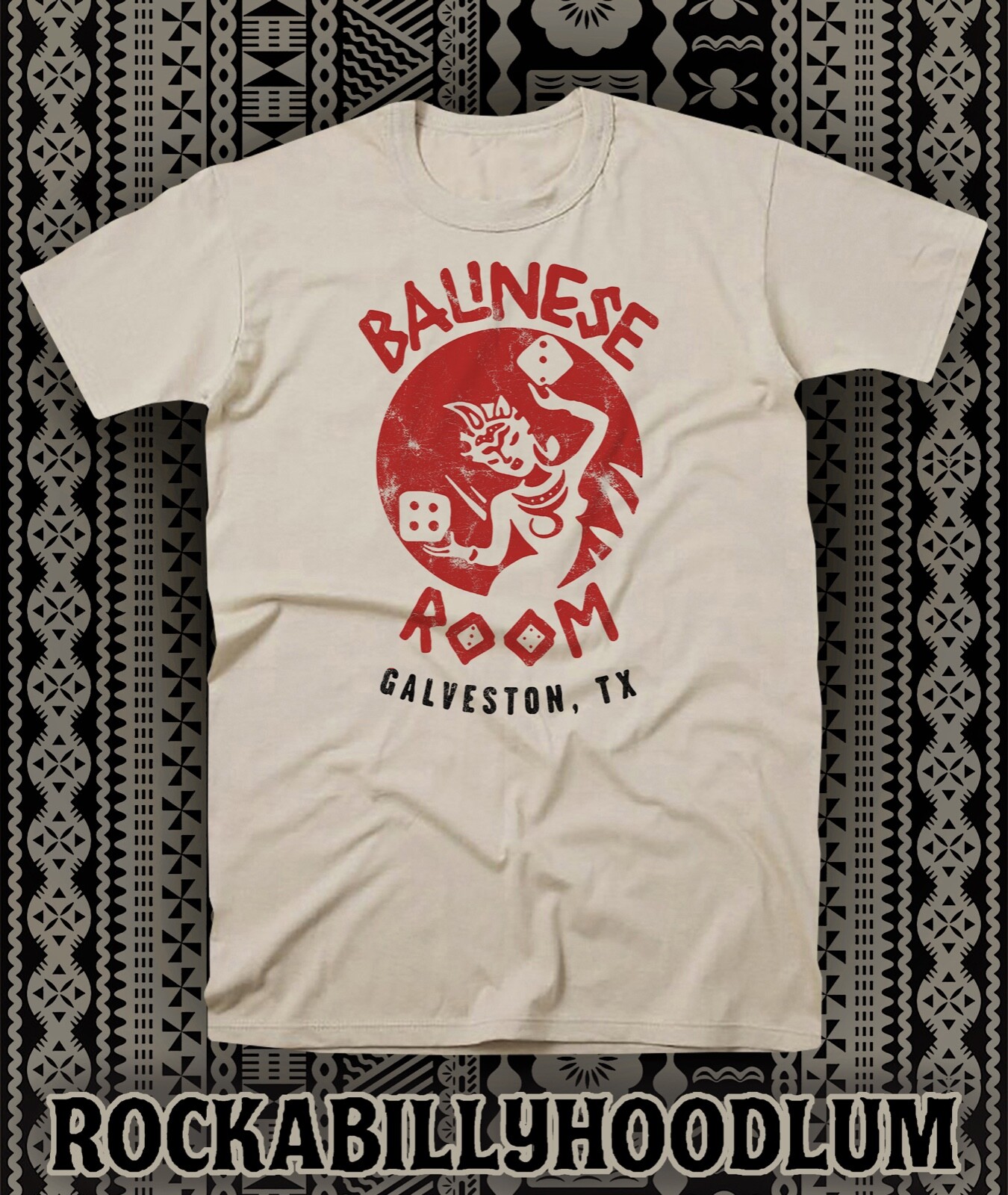 Retro Tiki tee T Shirt Bar Restaurant Mug Rum Polynesian Balinese Room TX
