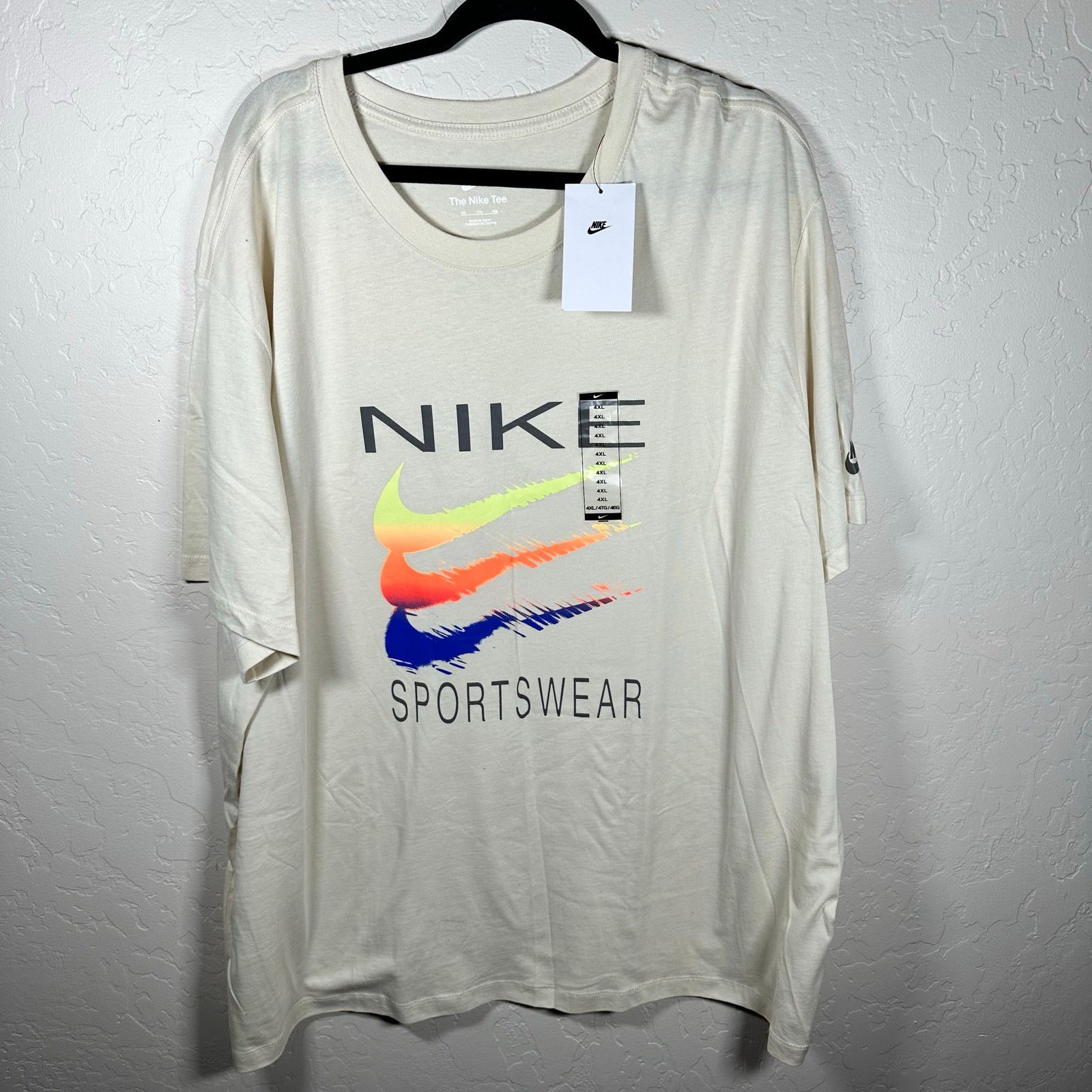 Nike Beige Sportswear Graphic T Shirt Logo 4XL