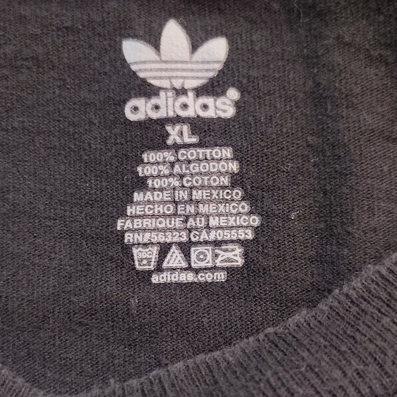 adidas Originals Trefoil Logo Black Blue Graphic Print Crew Neck T-Shirt XL
