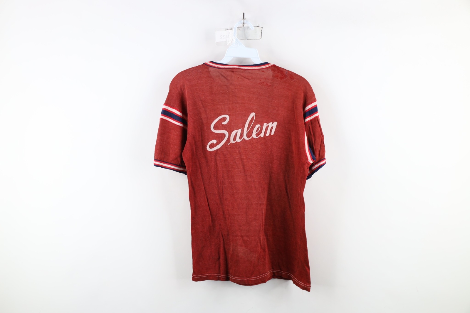Vintage 40s 50s Mens S Rayon Durene Knit Chain Stitch Salem Jersey T-Shirt USA