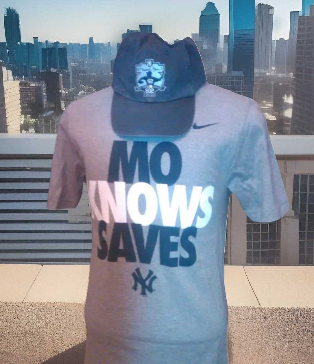 New York Yankees Mo Knows Saves 602 Mariano Rivera Nike NWT HOF Lot With Hat