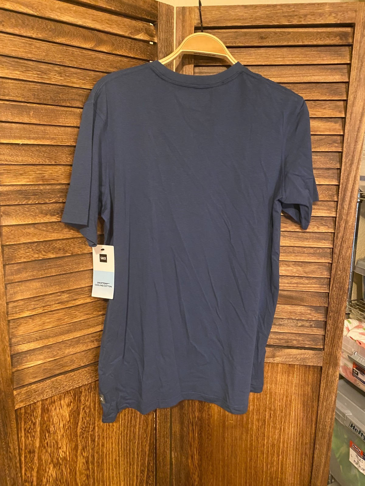 SAXX Men’s DropTemp Cooling Cotton Tee Dark Denim Small