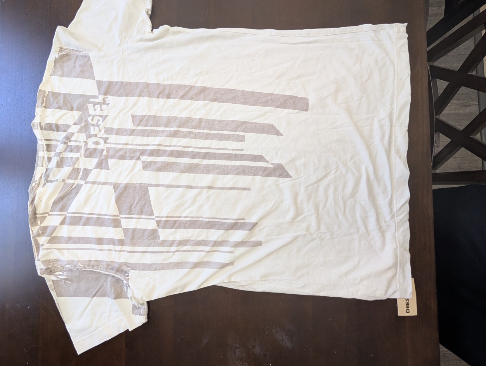 DIESEL Mens Graphic T-Shirt XXL NWT Off White Geometric Abstract Cotton Tee 2XL