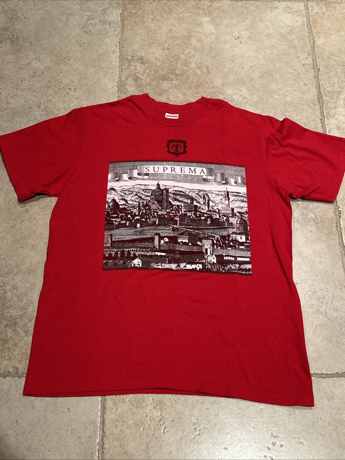 Authentic Supreme Fiorenza Tee Mens Medium Red T-shirt Suprema SS18