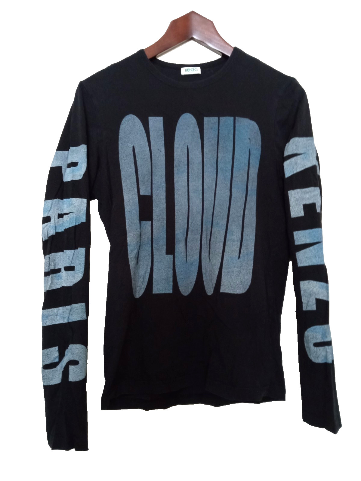 vintage Kenzo Paris “Cloud” Long-Sleeve T-Shirt Mens EU S US XS Black Spellout