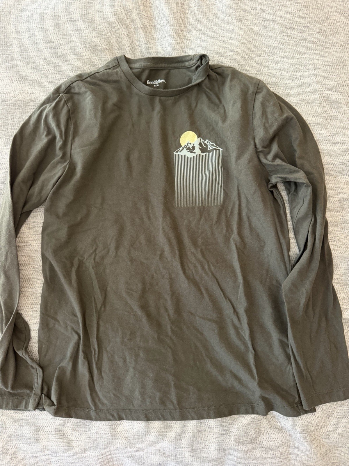 Goodfellow & Co Men’s Gray Outdoor Graphic Crew Neck Long Sleeve T-Shirt M