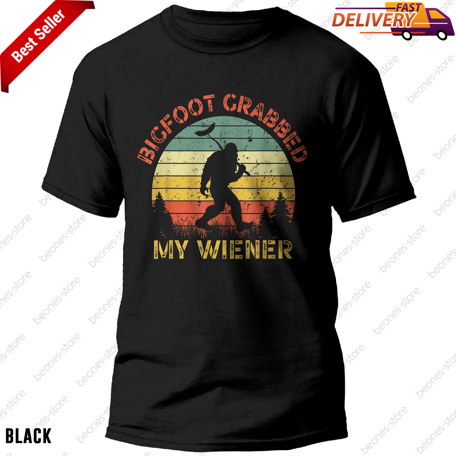 Funny Retro Bigfoot Design Hilarious Bigfoot Grabbed My Wiener Shirt Gift