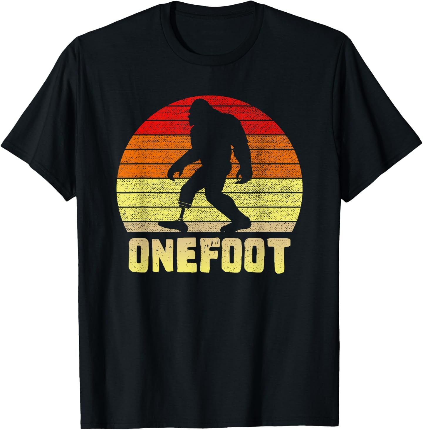 Onefoot Leg Amputee Recovery One Foot Bigfoot Funny Sunset T-Shirt