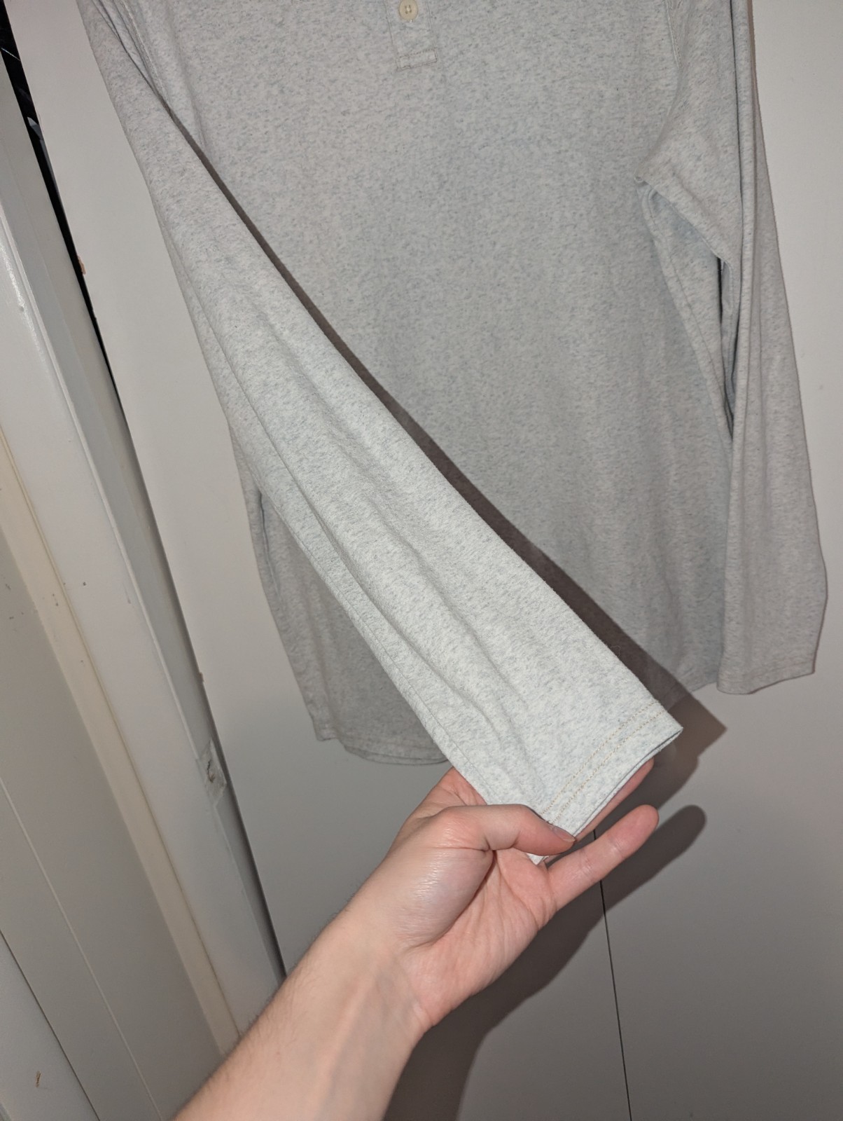 The Normal Brand Puremeso Two Button Henley Size L Gray Long Sleeve