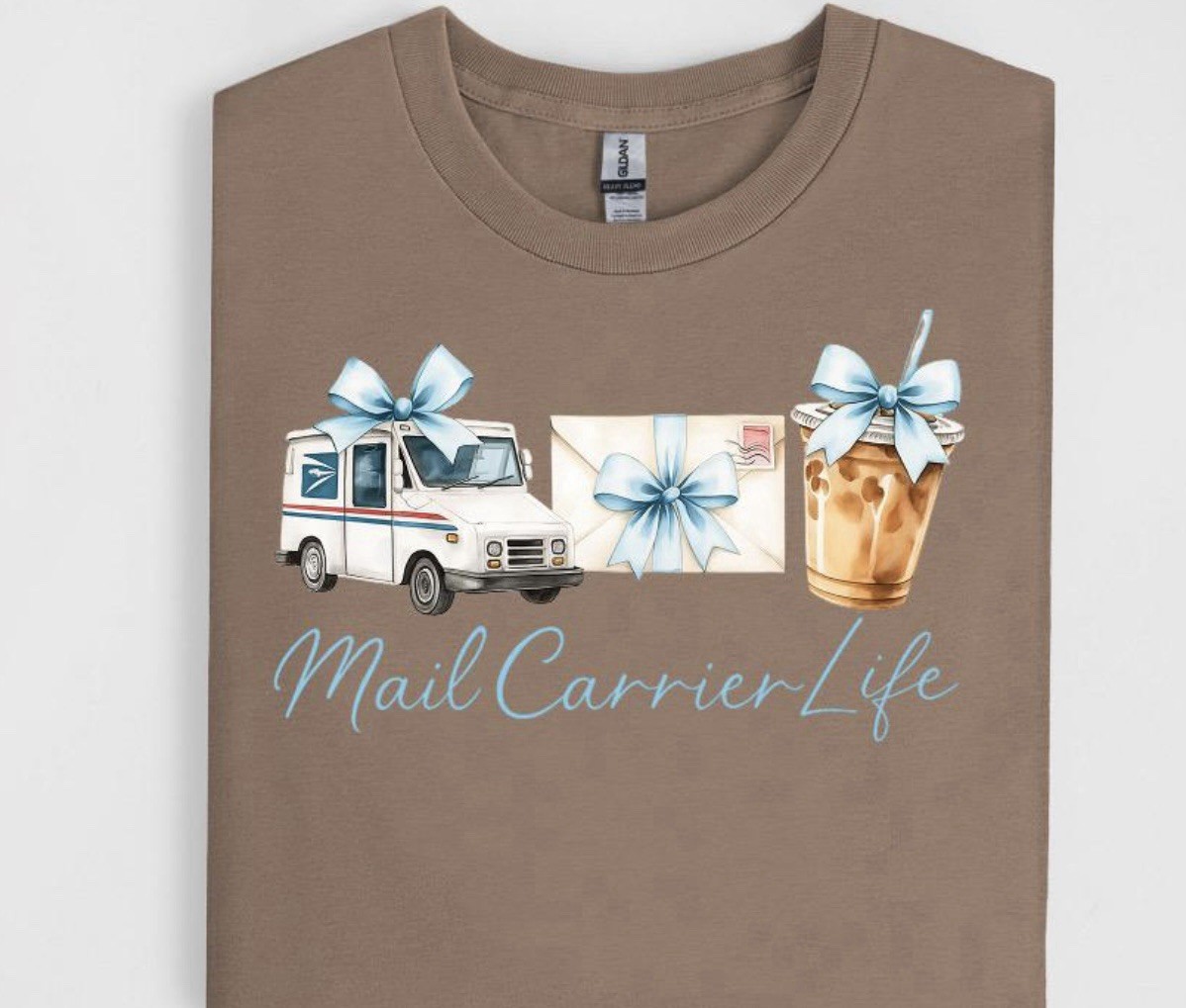 Mail Carrier Life Graphic Tee Multicolor Cotton Crew Neck Short Sleeve One Size