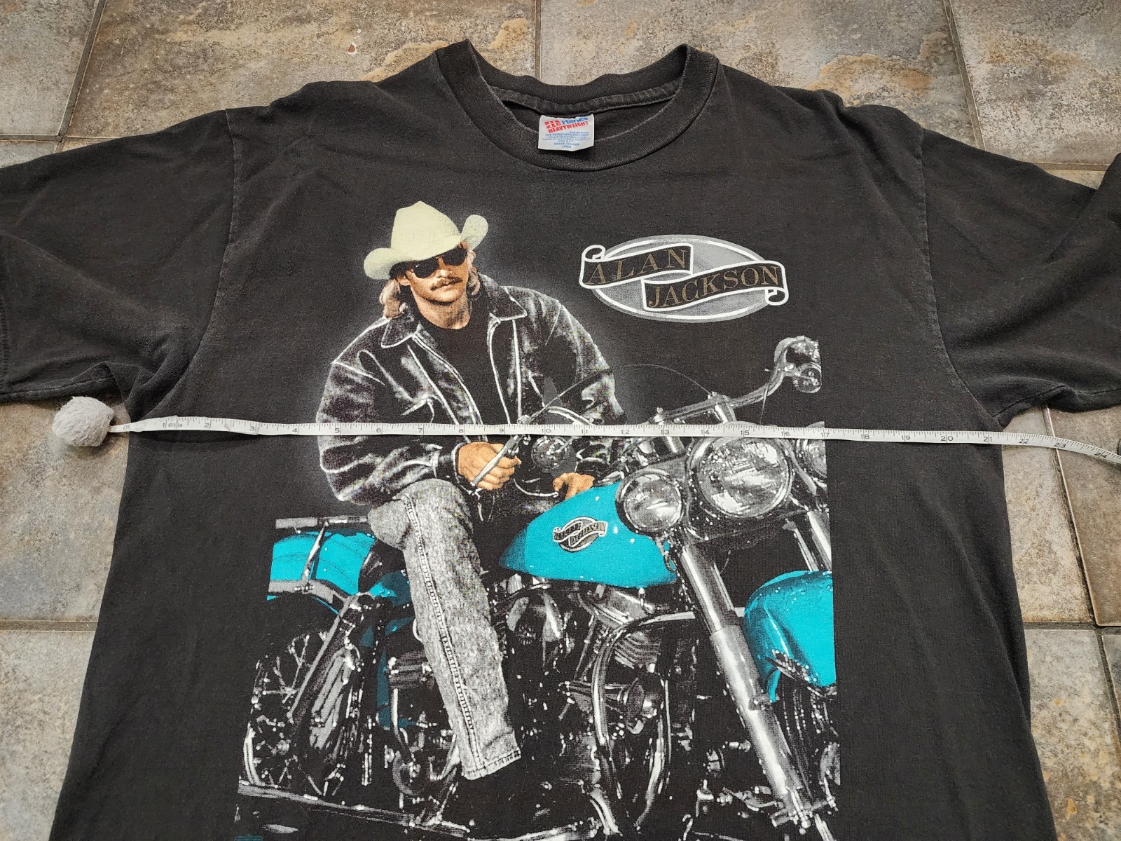 Vintage 90s Alan Jackson Large Motorcycle Country Music Single Stitch T Shirt