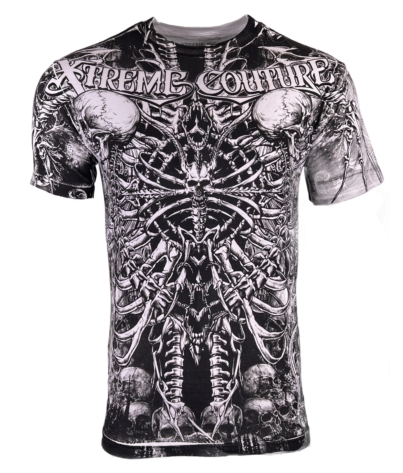 Xtreme Couture By Affliction Men’s T-Shirt CATACOMBS White Skull Biker S-5XL