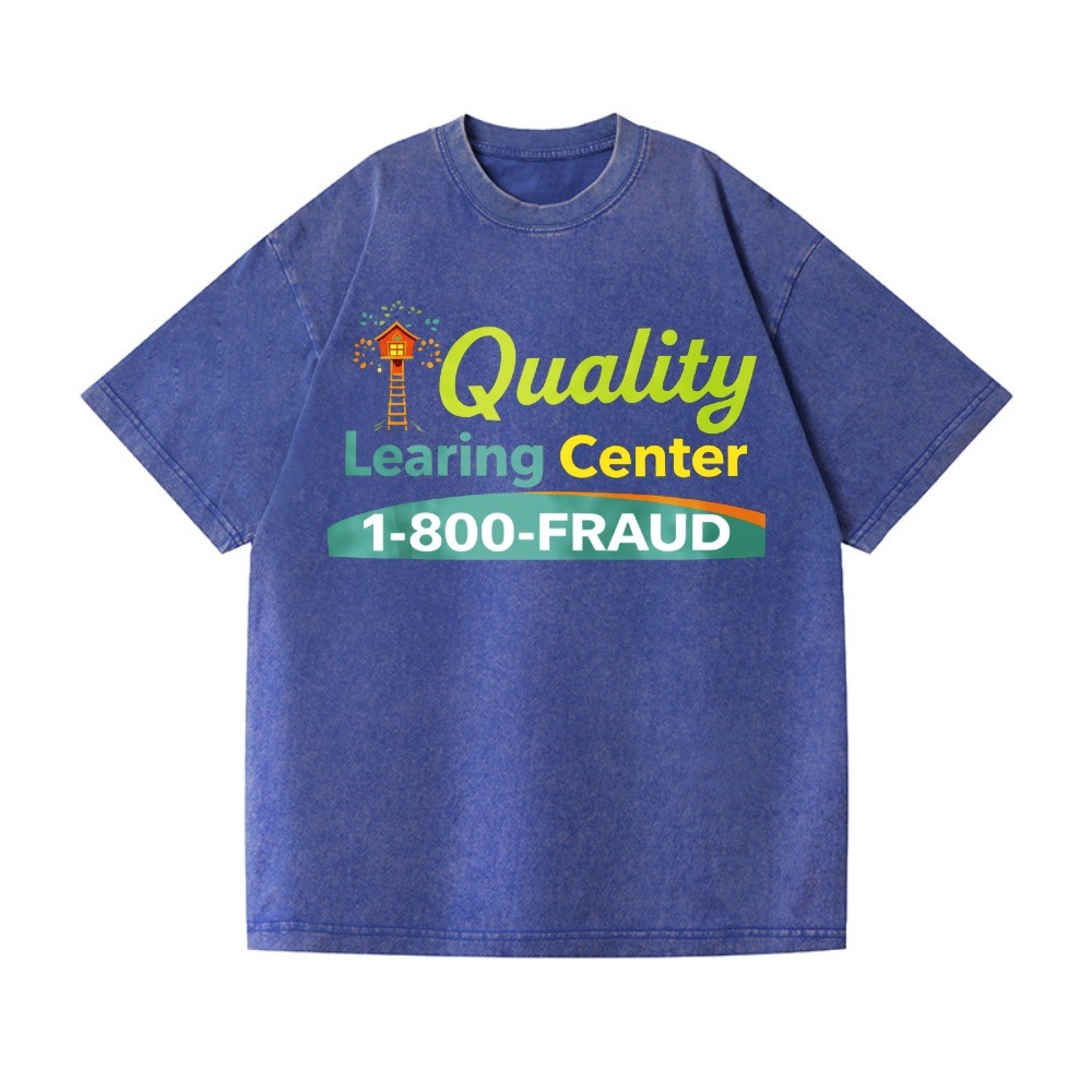 Quality Learning Center 1-800-FRAUD Washed Oversized T-Shirt Funny Meme Tee