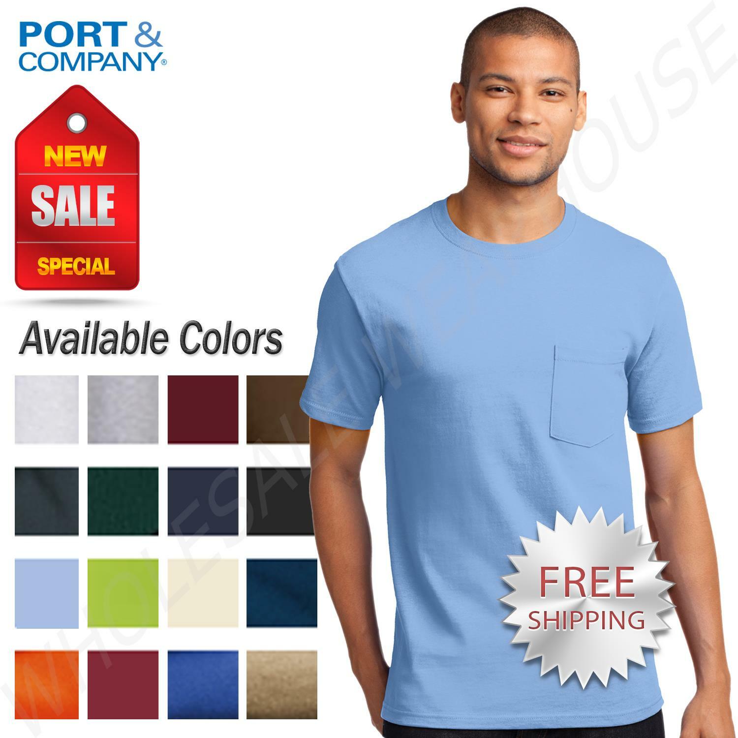 Port & Company Mens Tall Pocket T-Shirt 6.1 oz Cotton Heavy weight Tee M-PC61PT