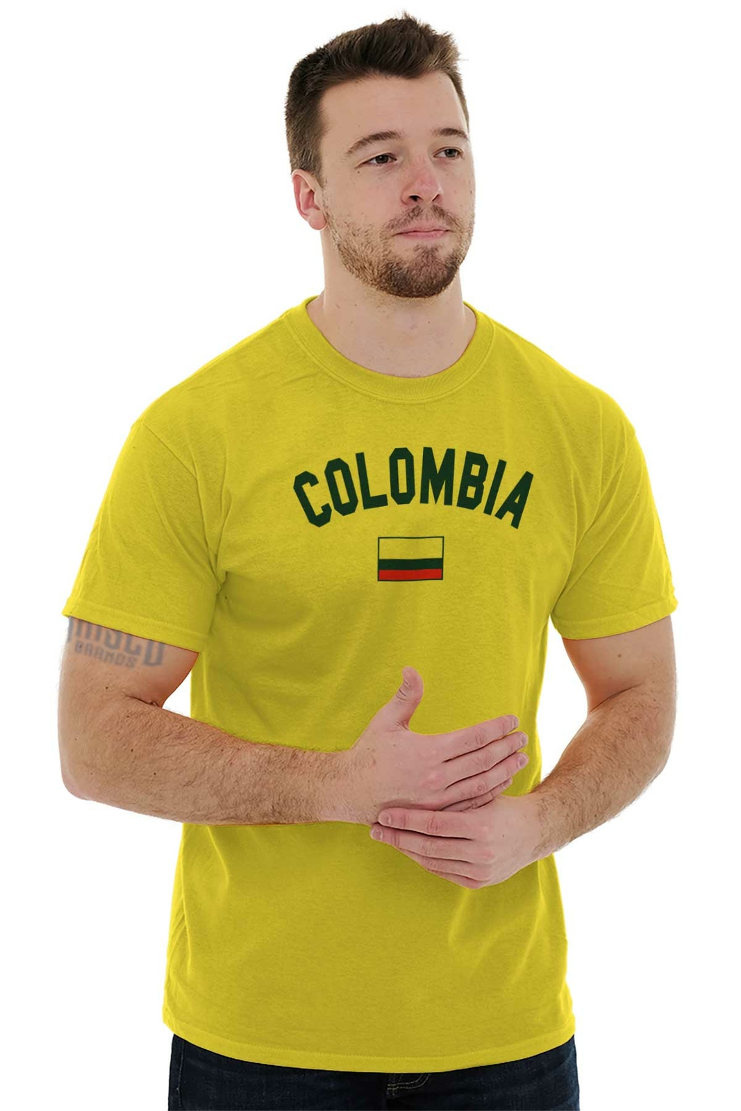 Colombia Country Flag National Pride Soccer Adult Short Sleeve Crewneck Tee