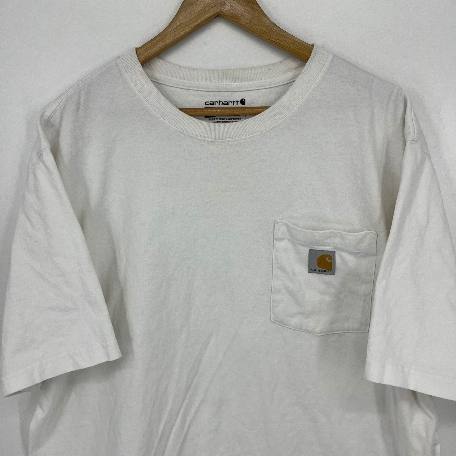 Carhartt Mens White Loose Fit K87-M Short Sleeve Pocket T-Shirt Size Large