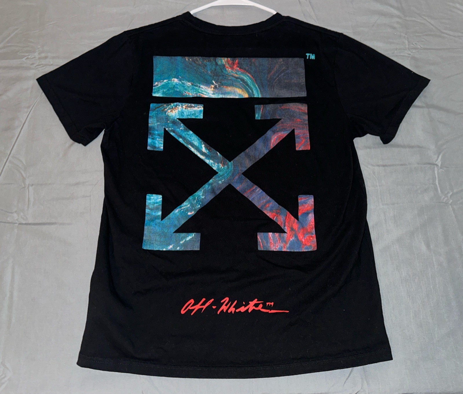 Men’s Short Sleeve T-Shirt Off White, Black/White, Size Medium