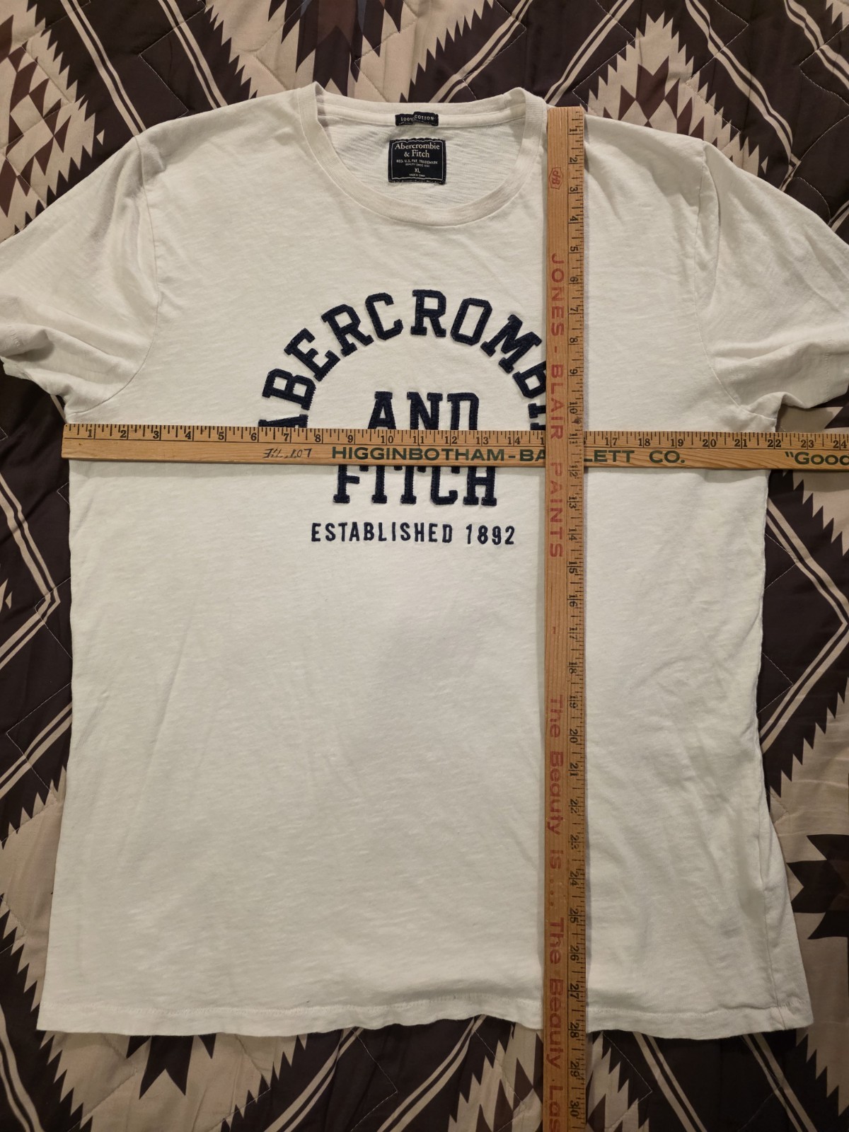 Vtg Y2K Abercrombie & Fitch T Shirt Chunky Embroidered Logo White Men’s Size XL