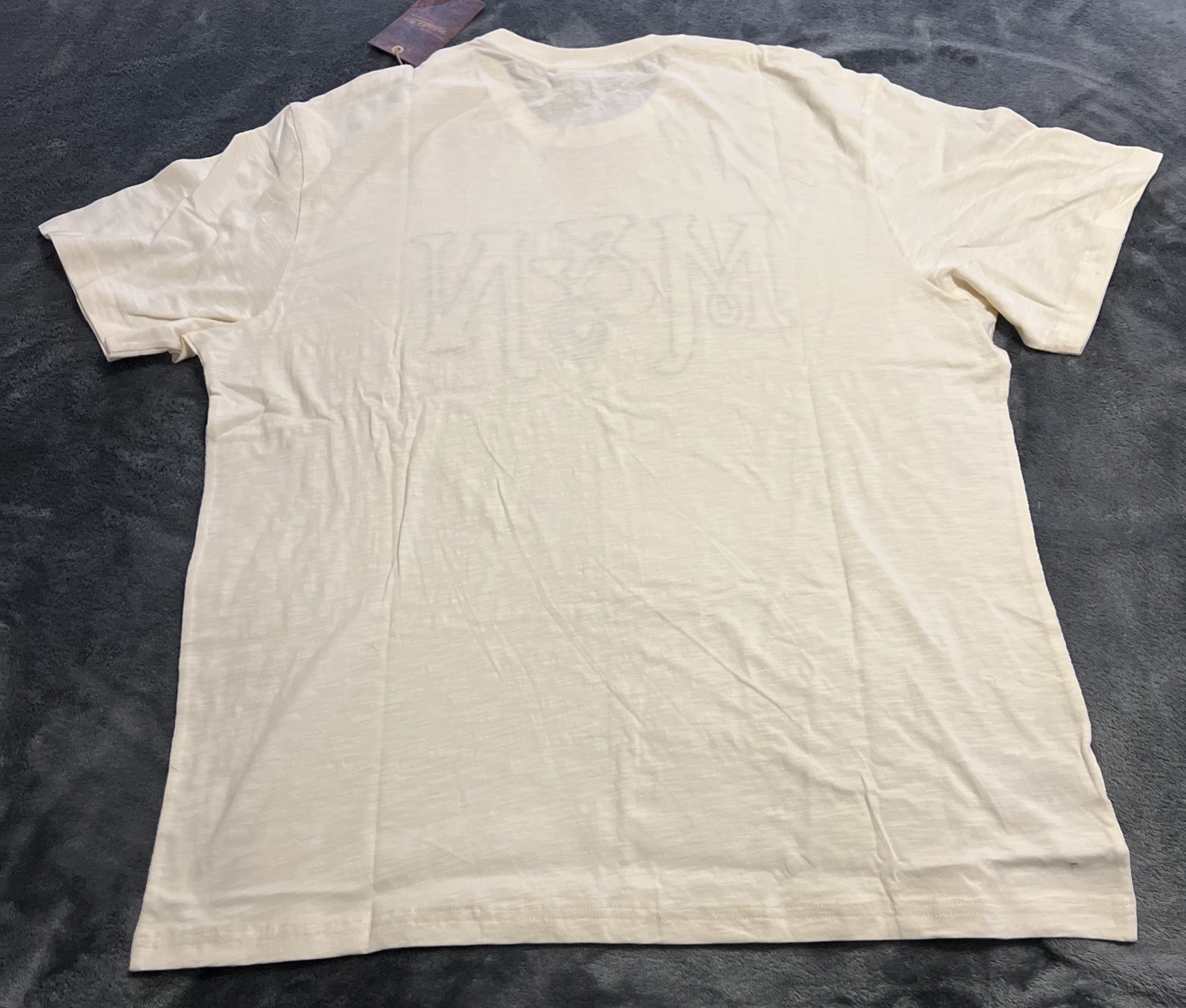 XL Mitchell & Ness Men Branded Heritage SS Slub Tee Vintage Logo Cream