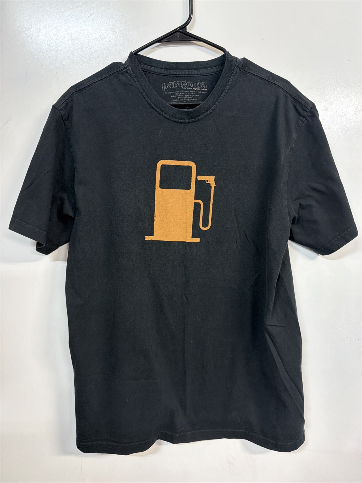 Patagonia Shirt Mens Large Black Gas Pump Climate Counts Organic Outdoors Tee