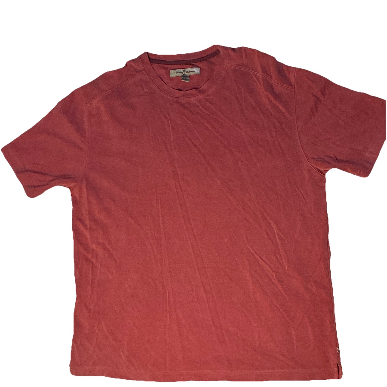 Tommy Bahama Men’s Light Red Solid Crew Neck Short Sleeve Logo Knit T-Shirt XL