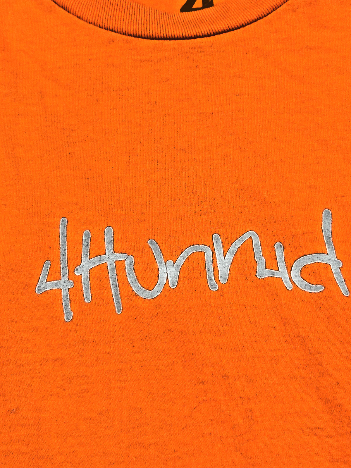 4Hunnid Orange Long Sleeve Graphic T-Shirt Men’s Large Streetwear Crew Neck