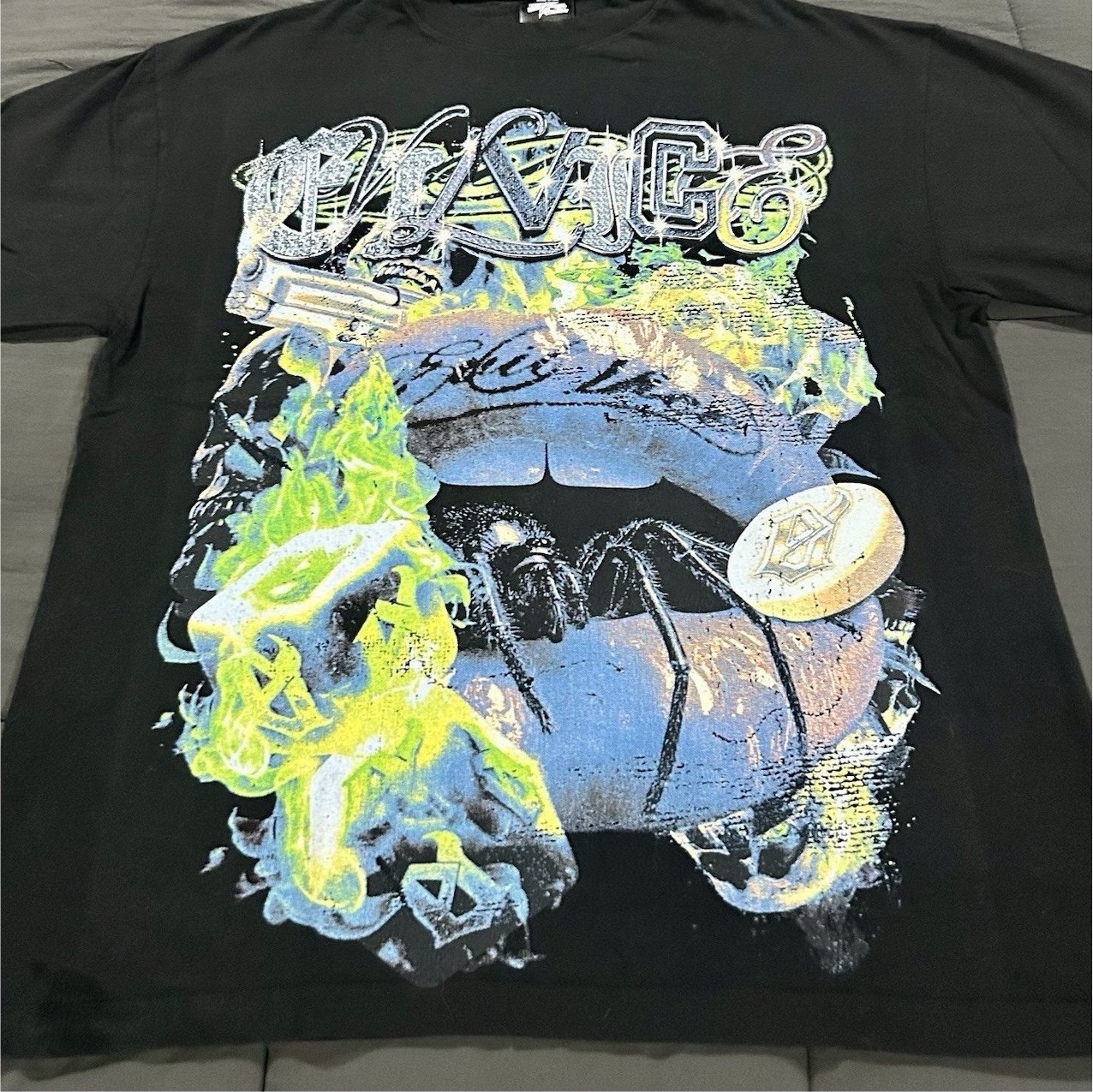 Evil Vice “Flame Lips” Graphic Tee – Black Men’s Size L