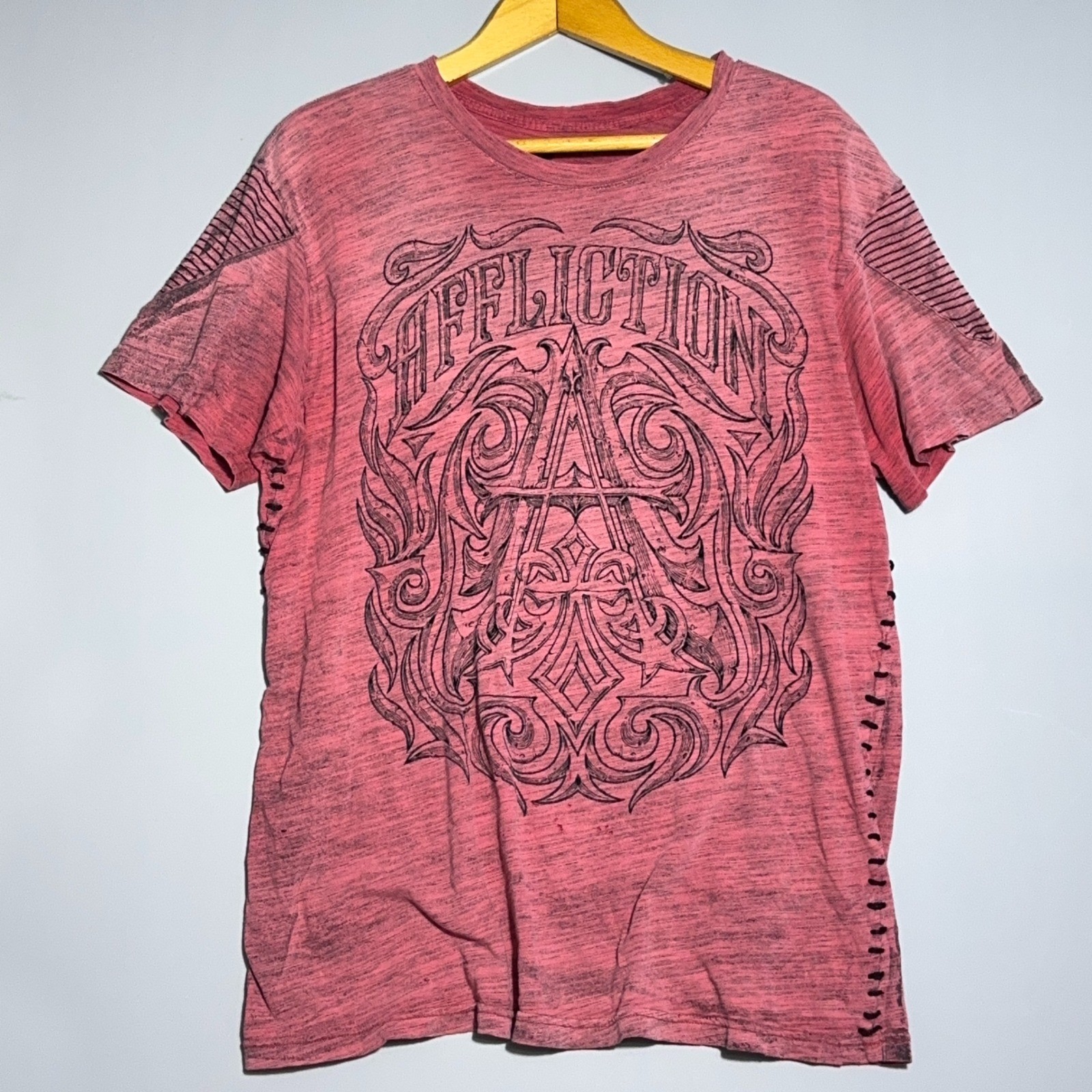 Affliction Live Fast Y2K T-Shirt Mens Size XL Cotton Red MMA Grunge Goth Skull
