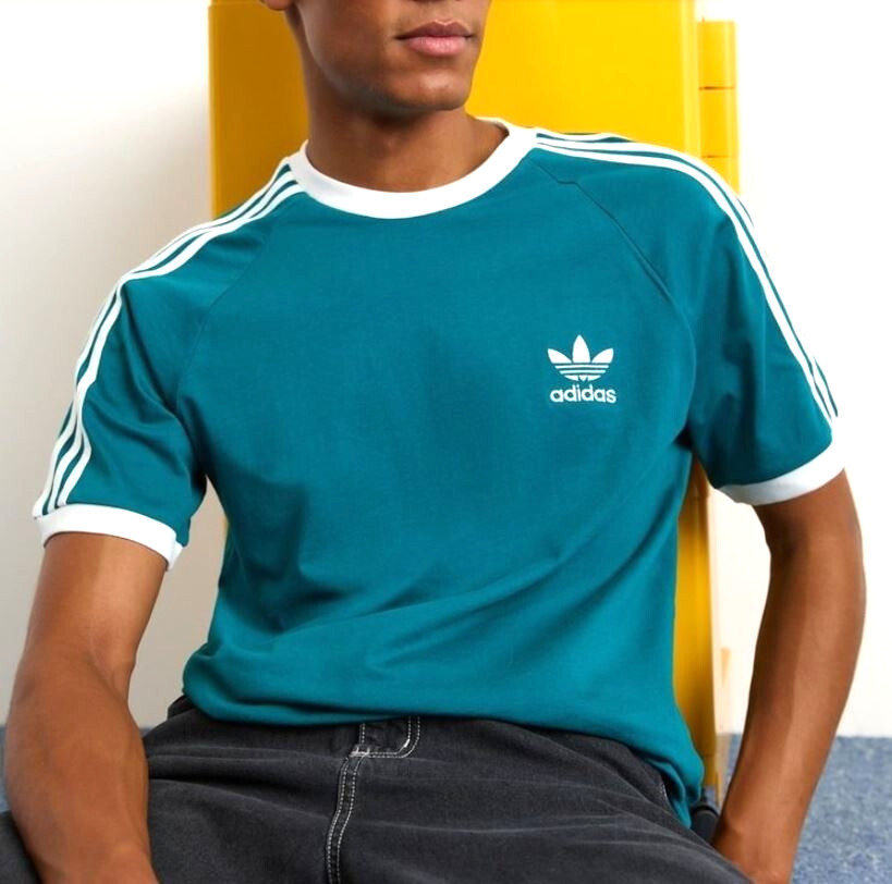 NEW MEN’S ADIDAS ORIGINALS 3-STRIPES CALIFORNIA TEE SHIRT ~ LARGE ~#IZ2367 TEAL