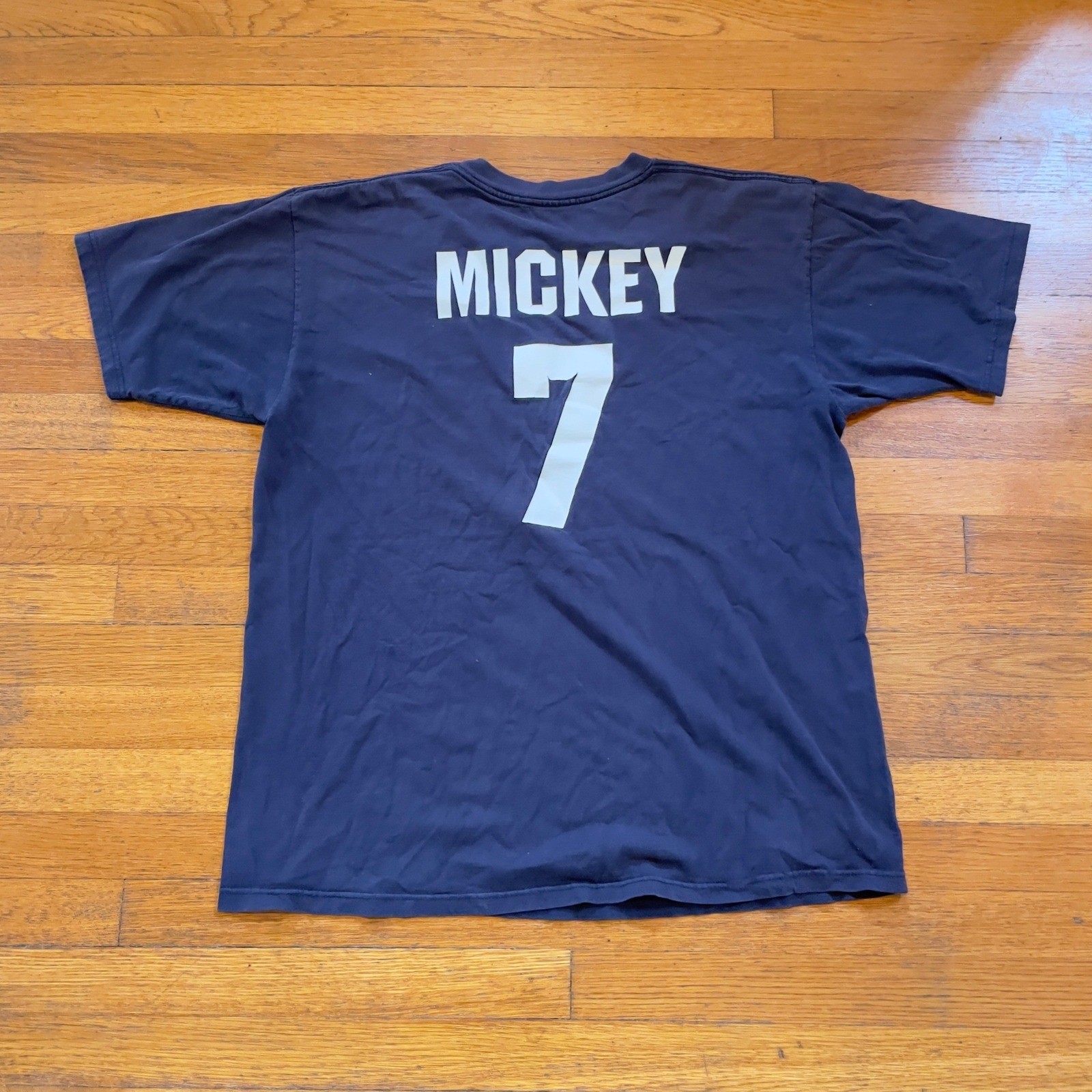 VTG 90s New York Yankees Mickey Mantle #7 T Shirt Navy Blue Men XL MLB baseball