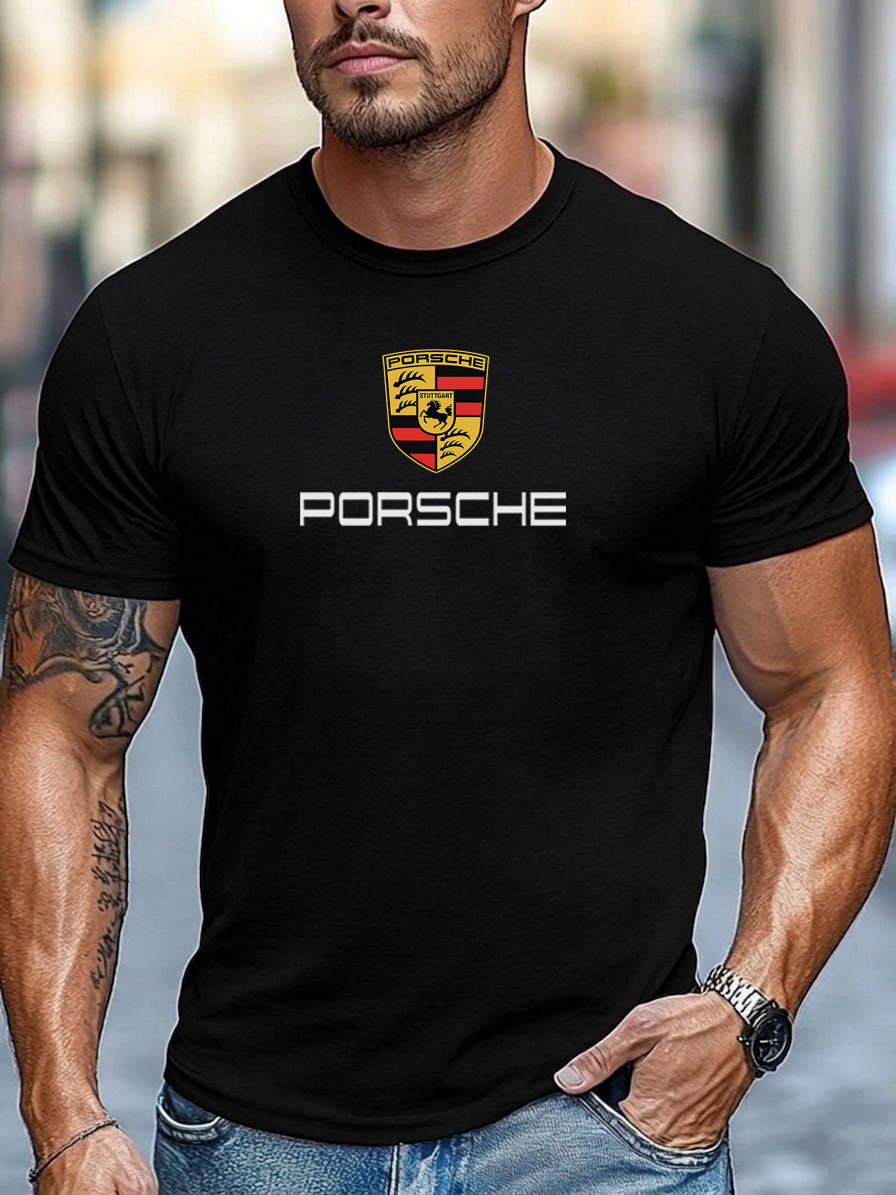 Porsche Style Graphic Tee Black Shirt Automotive Racing Fan Gift Menswear