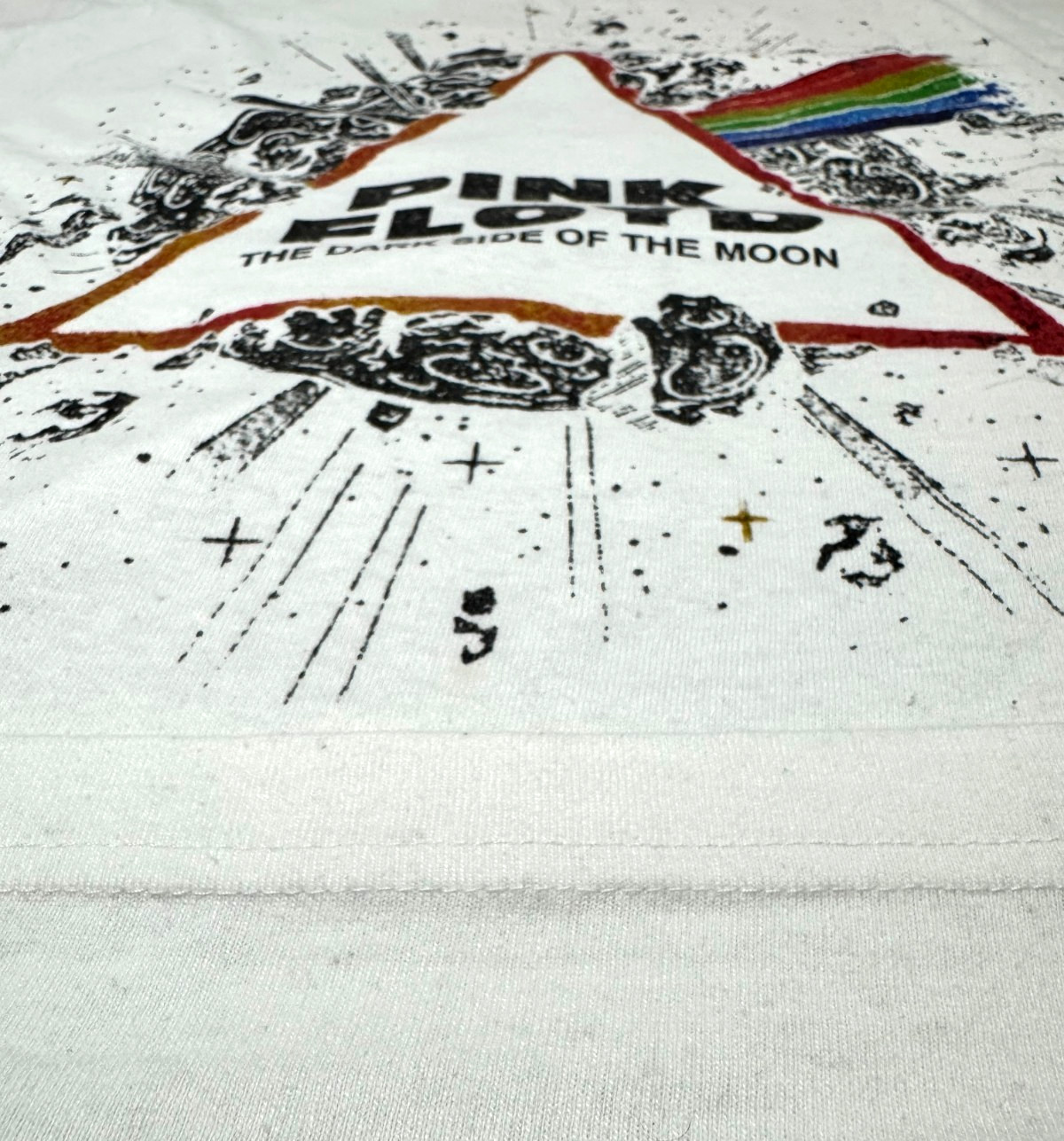 Pink Floyd Dark Side of The Moon Long Sleeve Shirt Mens XL White Band Graphic