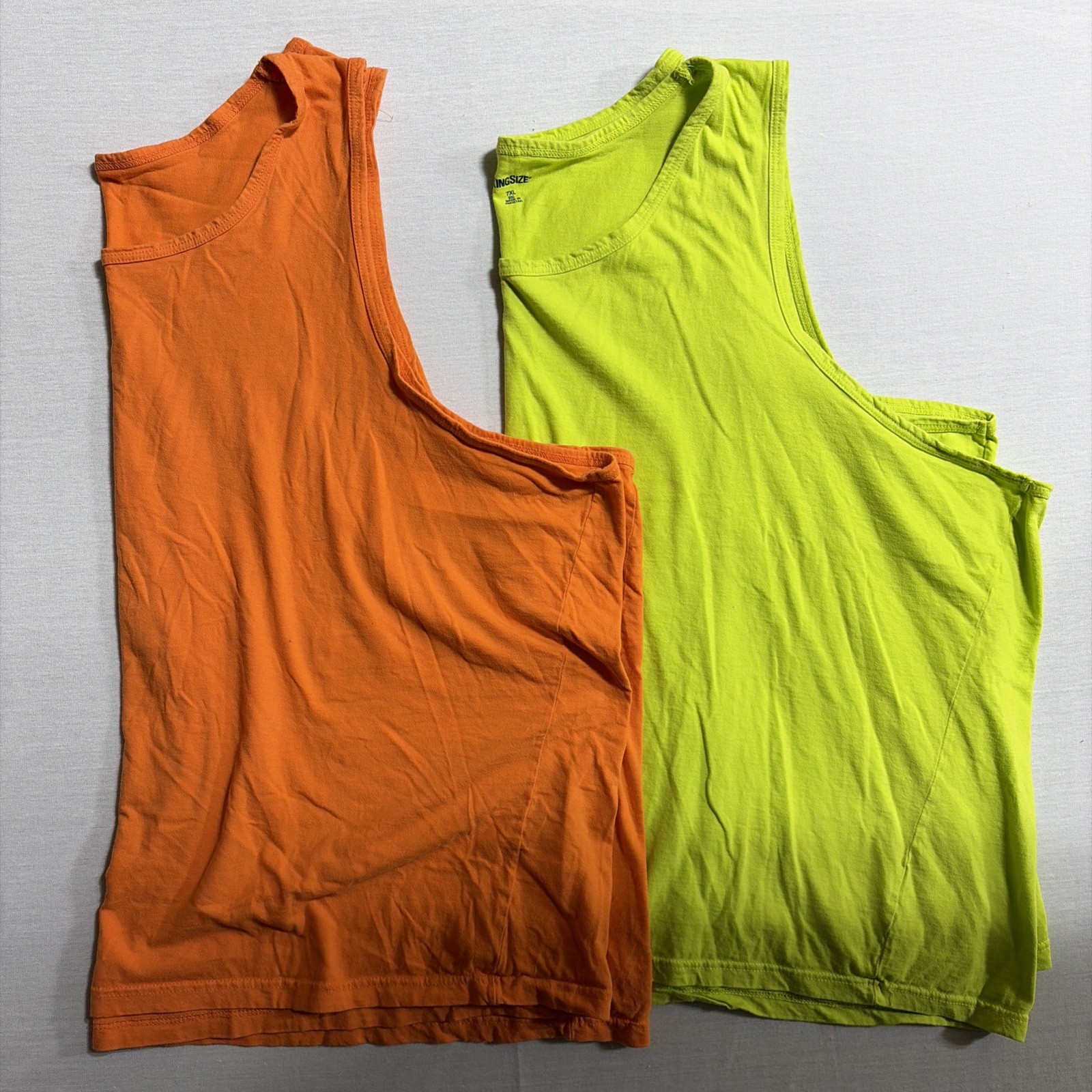 KingSize Men’s Big & Tall Cotton Tank Size 7XL Style 60-2087-9 Orange And Neon