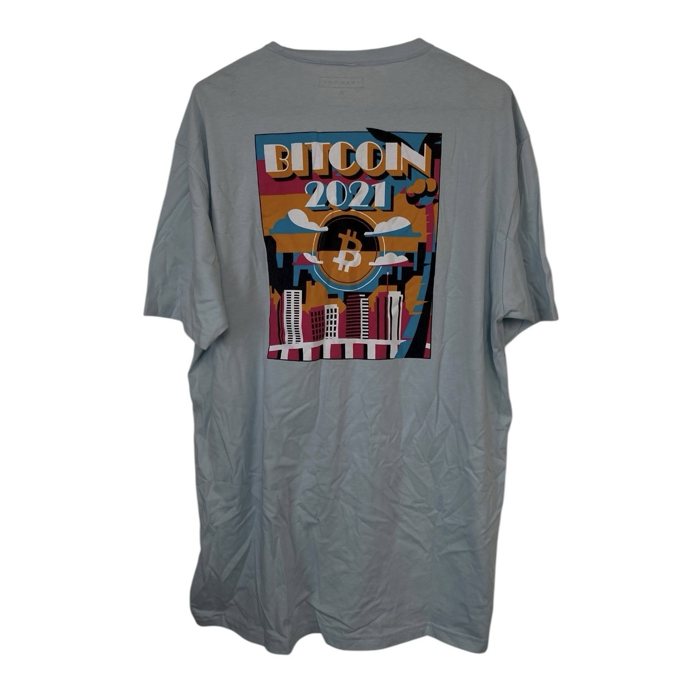 2021 Blockchain Miami Bitcoin Swag XL Baby Blue T Shirt New