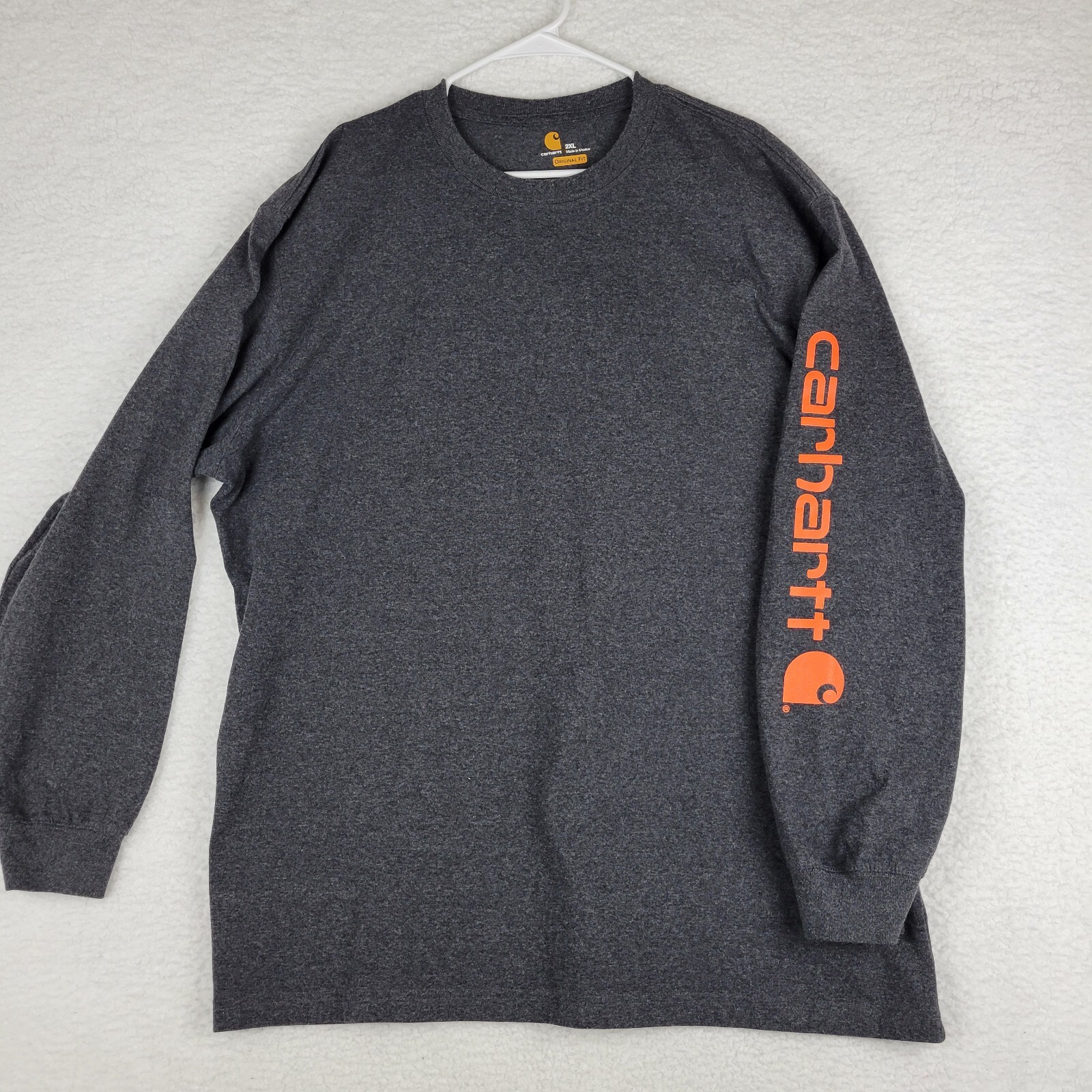 Carhartt T-Shirt Men’s 2XL Long Sleeve Graphic Logo Carbon Heather K231 CRH