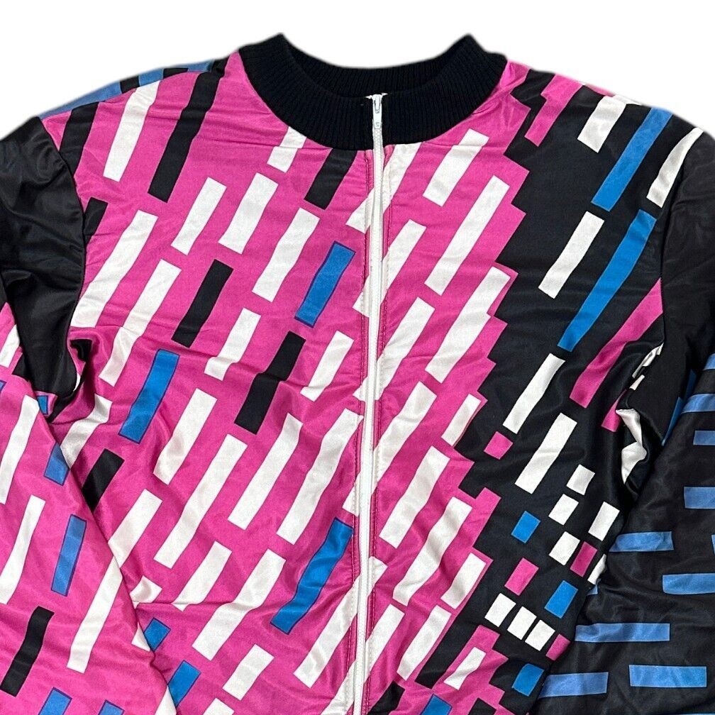 Vintage Cycling Jersey Top Full Zip Thick Warm Retro 90s Multicoloured Mens 3XL