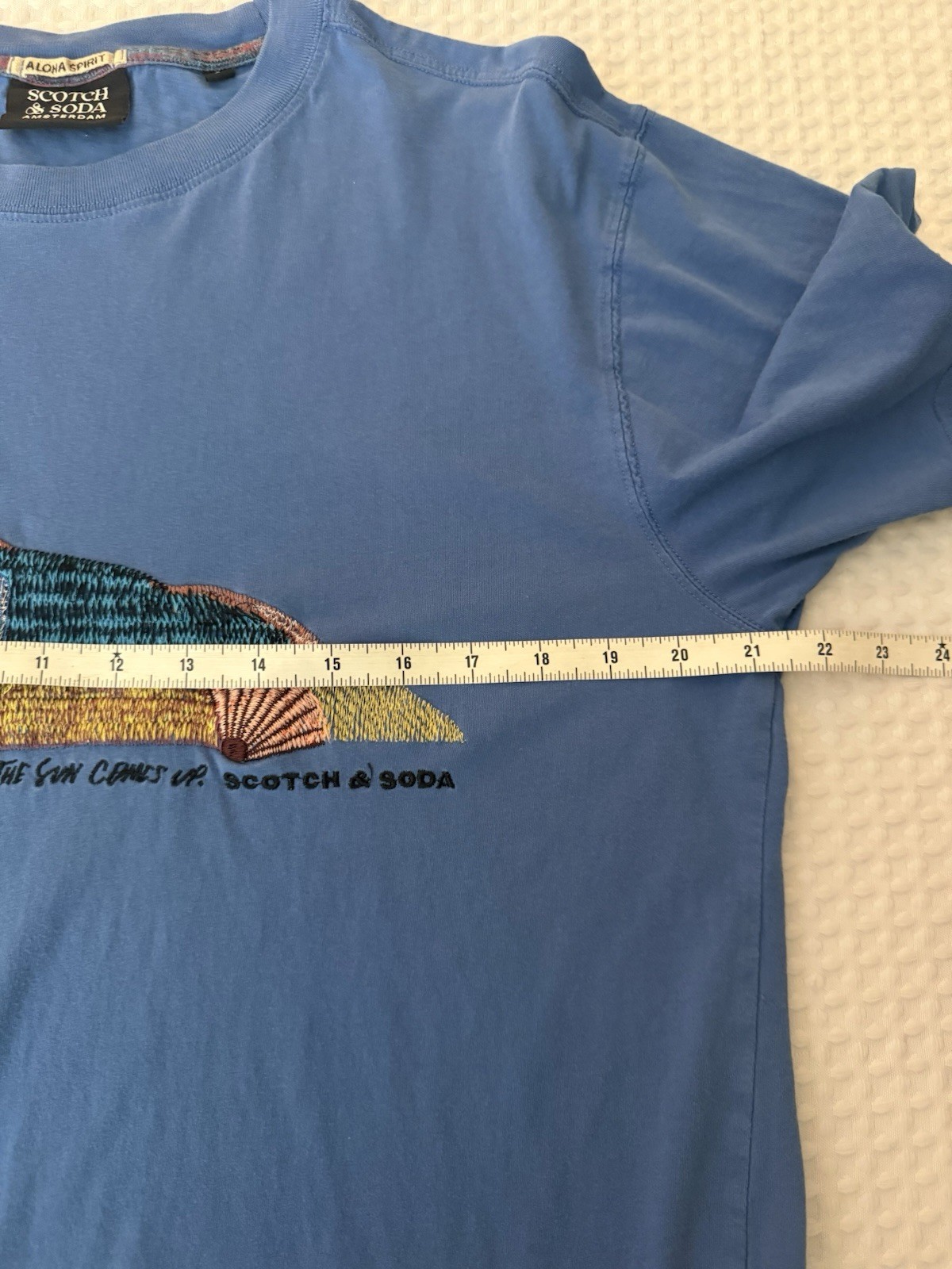 Scotch & Soda x Abel Macias Embroidered T-Shirt Cotton Men LG “The Sun Comes Up”